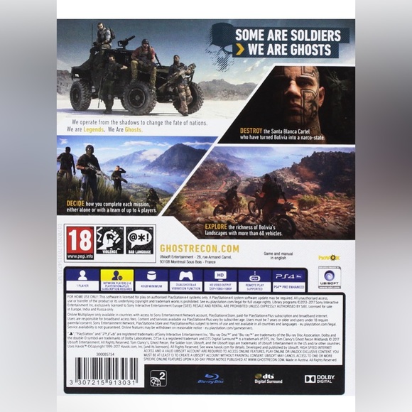 Tom Clancy's Ghost Recon:Wildlands (USED PS4) Still in perfect condition to play - Picture 2 of 5